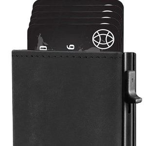 Men Wallet, Slim Front Pocket Wallet Money Clip RFID Blocking-Metal Pop-up Case